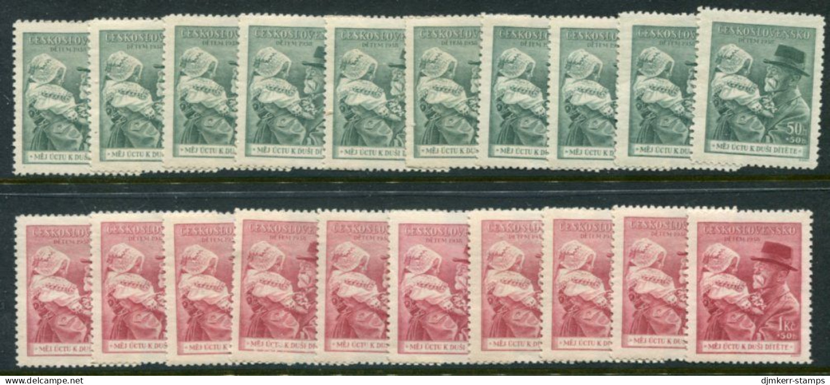 CZECHOSLOVAKIA 1938  Birthday Of Masaryks X 10 MNH / ** .  Michel 389-90 - Nuovi