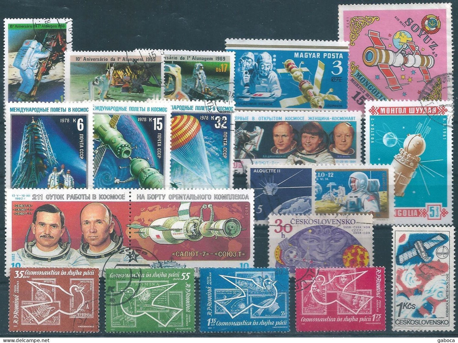 C4750 Space Satellite Spacecraft Astronaut Science Meteorology 2xSet+13xStamp Used Lot#578 - Collections