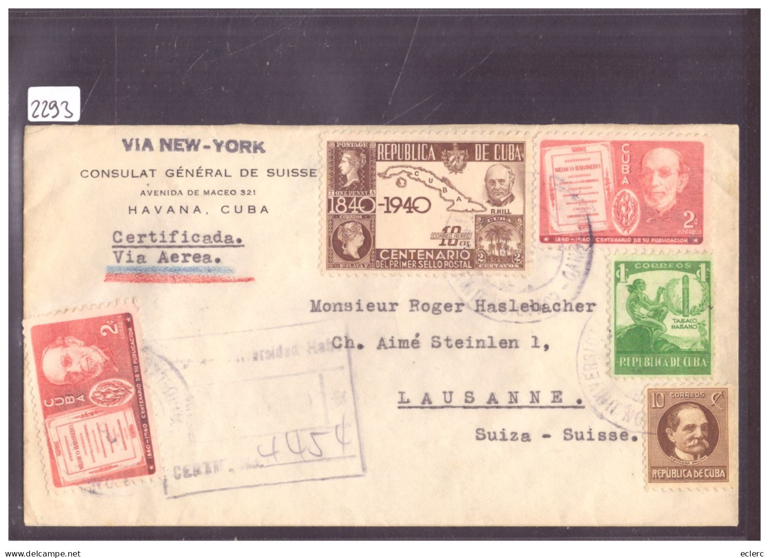 CUBA - LETTRE RECOMMANDEE POUR LA SUISSE  - ( WARNING: NO PAYPAL ) - Airmail