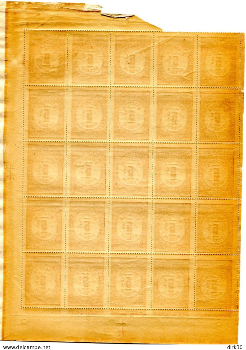 BELGIE AFFICHES FISCALS FULL SHEET OF 25 RR Date De 1886 état Voir Scan (avec Bord Droite Et En Bas) - Stamps