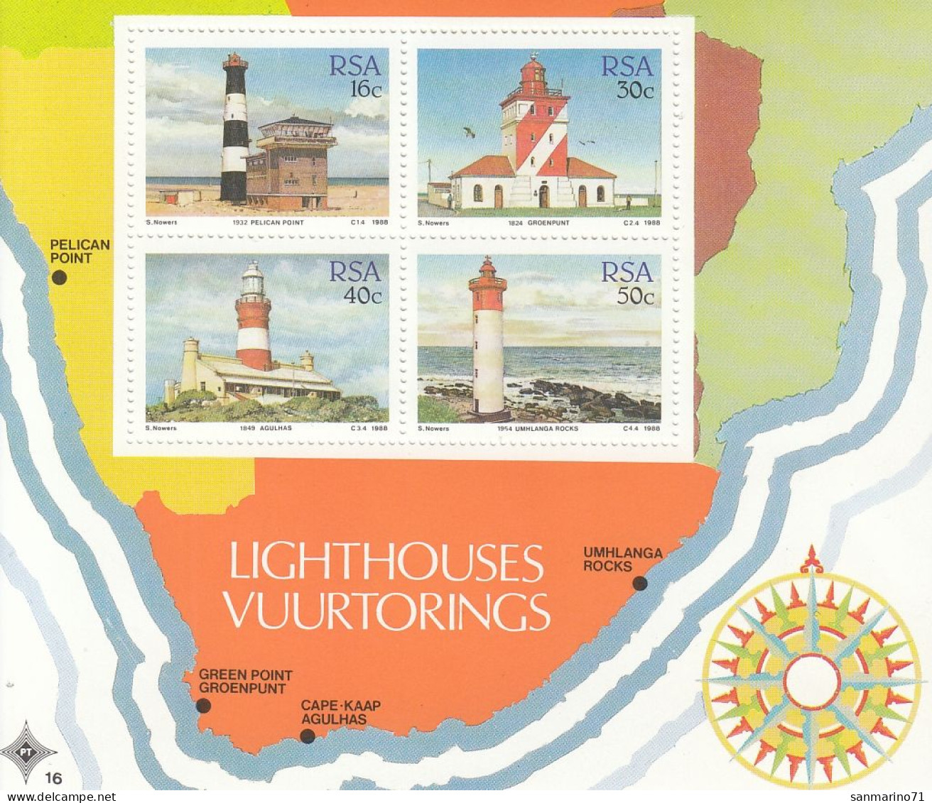 SOUTH AFRICA Block 21,unused,lighthouses - Ungebraucht