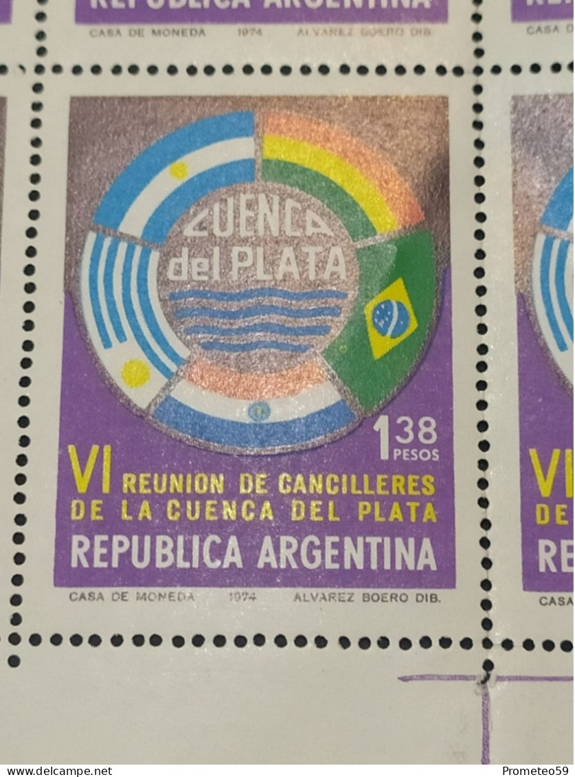 Plancha Completa Estampillas Argentinas - 50 Unidades - $ 1,38 Año 1974 – Conmemorativas - Sin Usar - Hojas Bloque