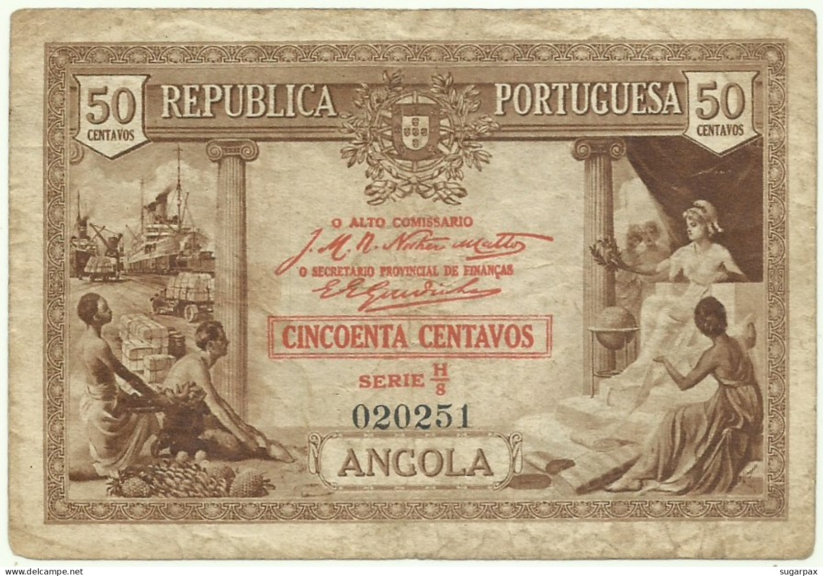 Angola - A Célebre RITA - 50 Centavos - 1923 - Pick 63 - Série H/8 - M.A. 2536 - Cédula - Republica Portuguesa - Angola