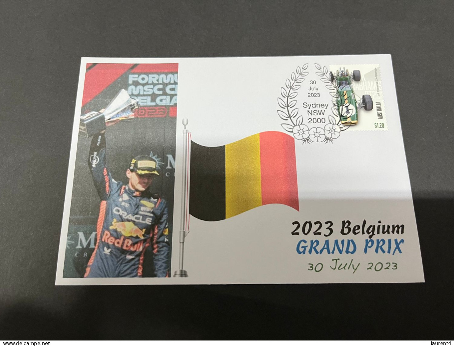 3-8-2023 (1 T 22) Formula One - 2023 Belgium Grand Prix - Winner Max Verstappen (30 July 2023) OZ Formula I Stamp - Autres & Non Classés