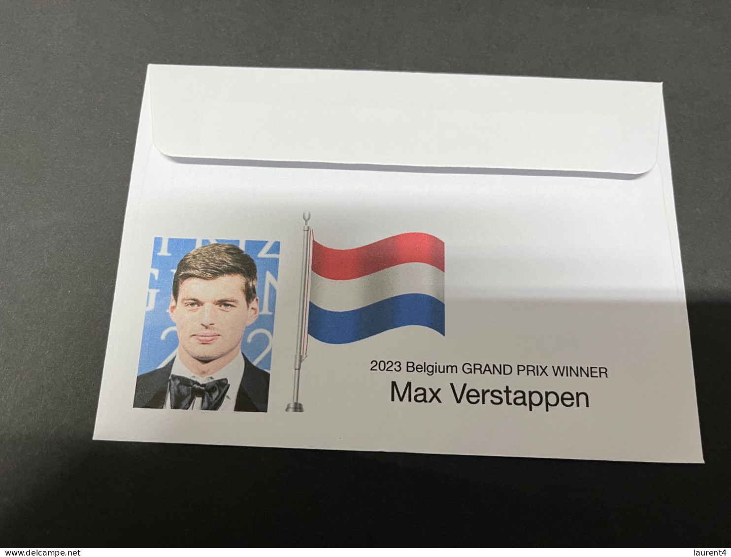 3-8-2023 (1 T 22) Formula One - 2023 Belgium Grand Prix - Winner Max Verstappen (30 July 2023) Belgium Flag Stamp - Other & Unclassified