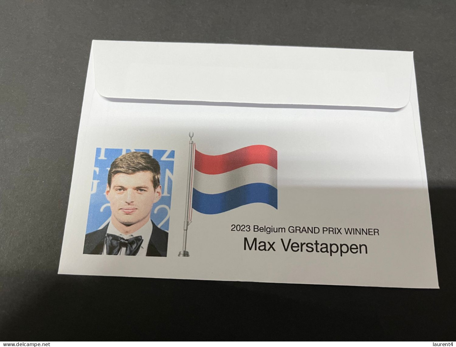 3-8-2023 (1 T 22) Formula One - 2023 Belgium Grand Prix - Winner Max Verstappen (30 July 2023) Belgium Flag Stamp - Altri & Non Classificati