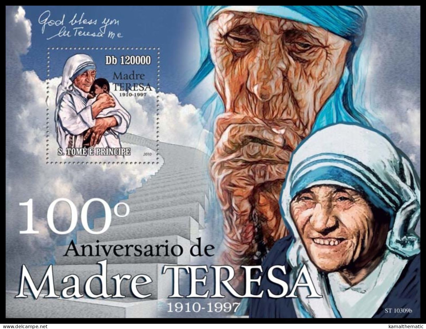 Sao Tome 2010 MNH MS, 100th Anniversary Of Mother Teresa, Nobel Peace - Mutter Teresa