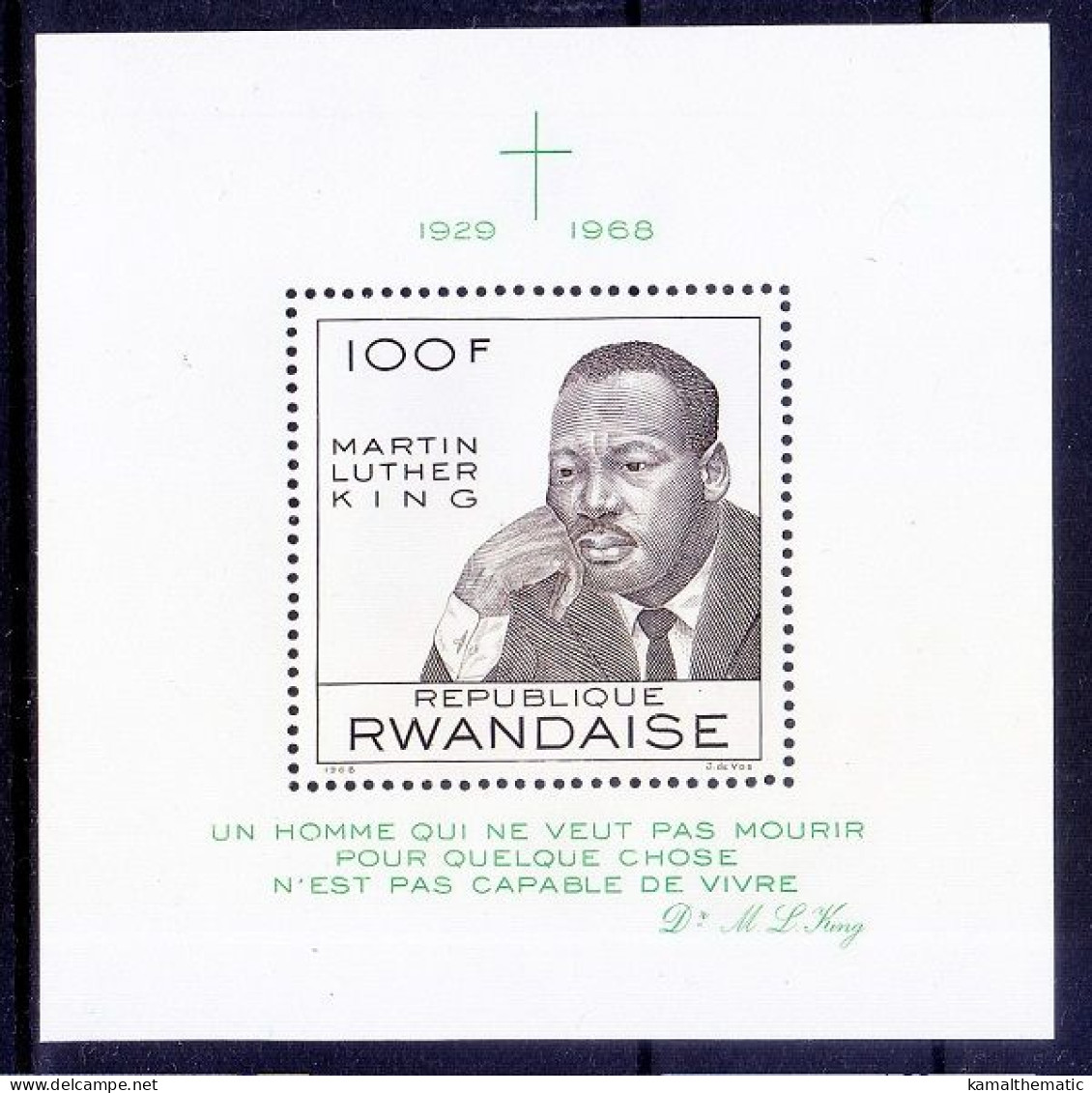 Rwanda 1968 MNH MS. Martin Luther King, Nobel Peace - Martin Luther King