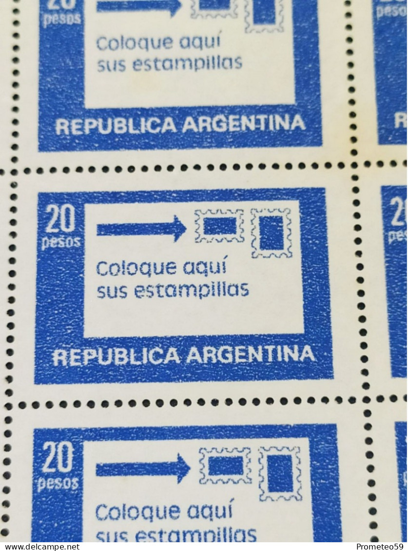 Fragmento Plancha De 15 Estampillas Argentinas Con Complemento – Valor: 20 Pesos - Tema: Difusión De Servicios (Correo) - Blocks & Sheetlets