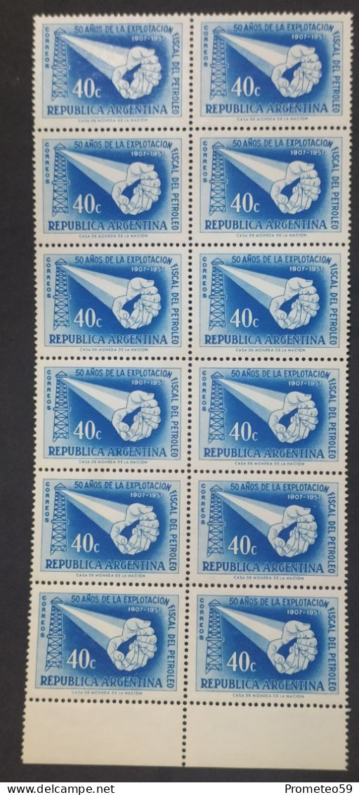 Fragmento Plancha De 12 Estampillas Argentinas Con Complemento – Valor: 40 Centavos – Año: 1957 - Sin Usar - Blocchi & Foglietti