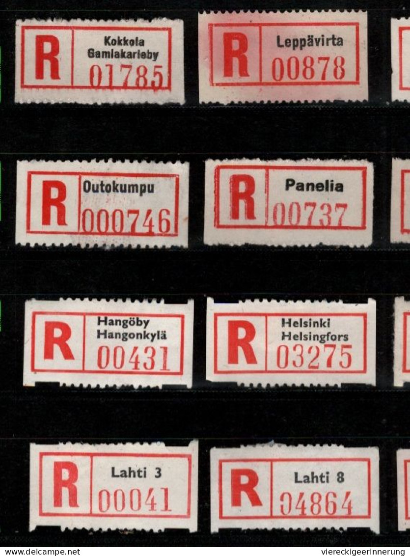 ! 3 Steckkarten Mit 60 R-Zetteln Aus Finnland, Finland, Helsinki, Einschreibzettel, Reco Label - Colecciones