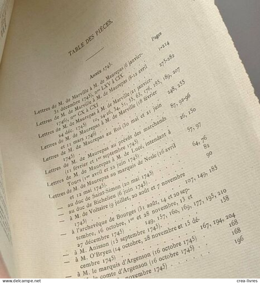 Lettres de M. de Marville Lieutenant Général de Police au Ministre Maurepas (1742-1747) 3 tomes : T.1: Année 1742-1744 (