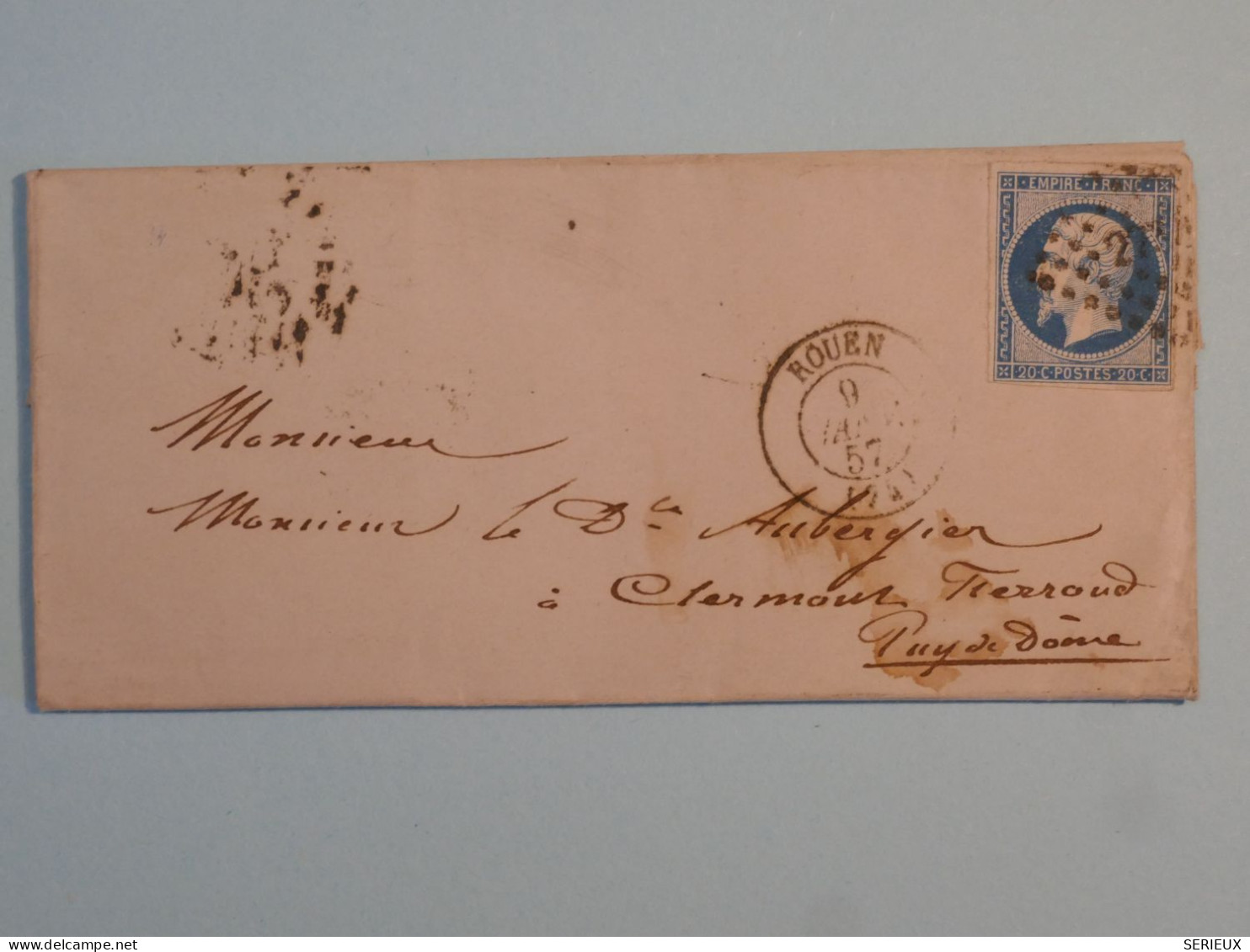 BX9 FRANCE  BELLE LETTRE  1857 ROUEN  A CLERMONT FERRAND   +   N°14+AFF. INTERESSANT +++ + - 1853-1860 Napoleone III