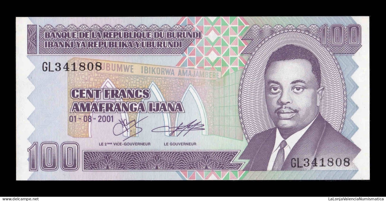 Burundi 100 Francs 2001 Pick 37c Sc Unc - Burundi