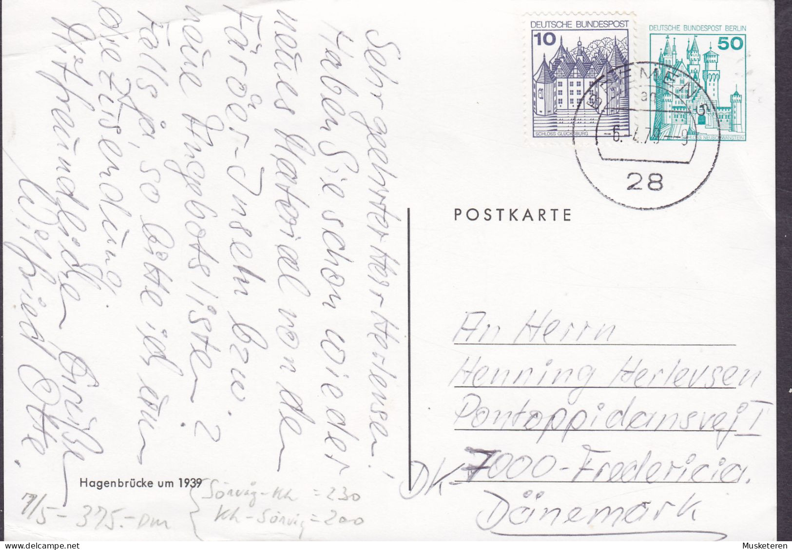 Bundespost Uprated Postal Stationery Ganzsache PRIVATE Print Briefmarkengeschäft KARL PFANKUCH & Co. BREMEN 1978 Denmark - Cartes Postales Privées - Oblitérées