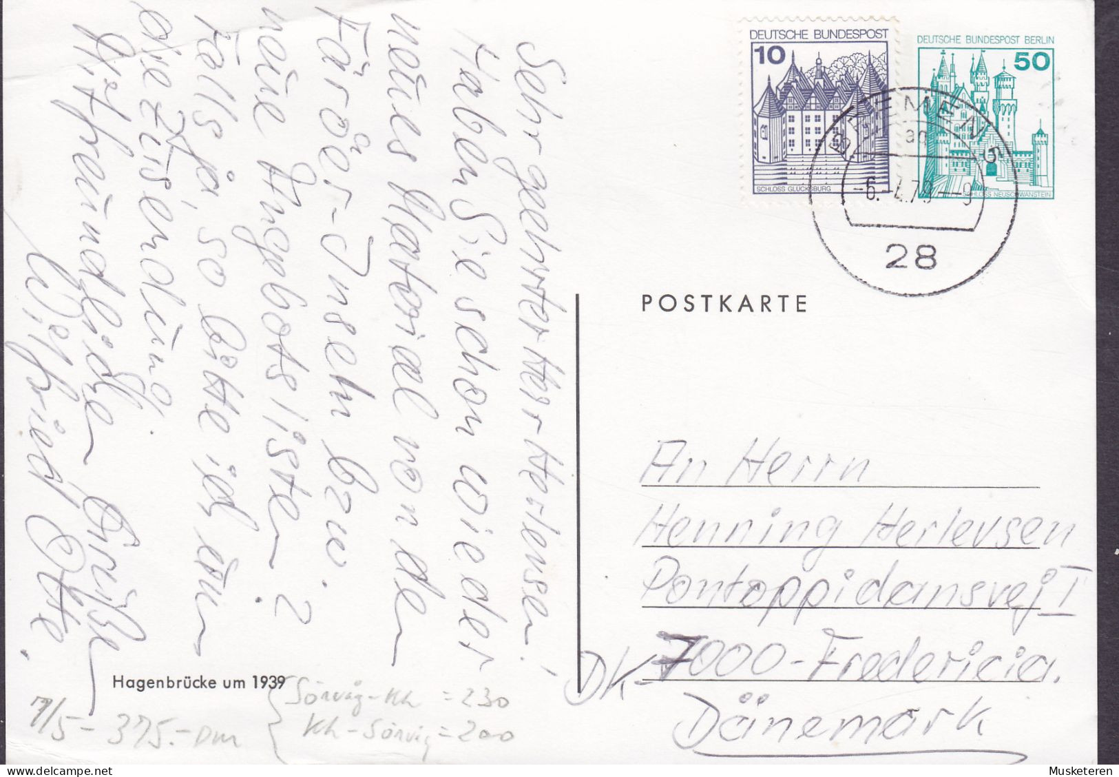 Bundespost Uprated Postal Stationery Ganzsache PRIVATE Print Briefmarkengeschäft KARL PFANKUCH & Co. BREMEN 1978 Denmark - Postales Privados - Usados