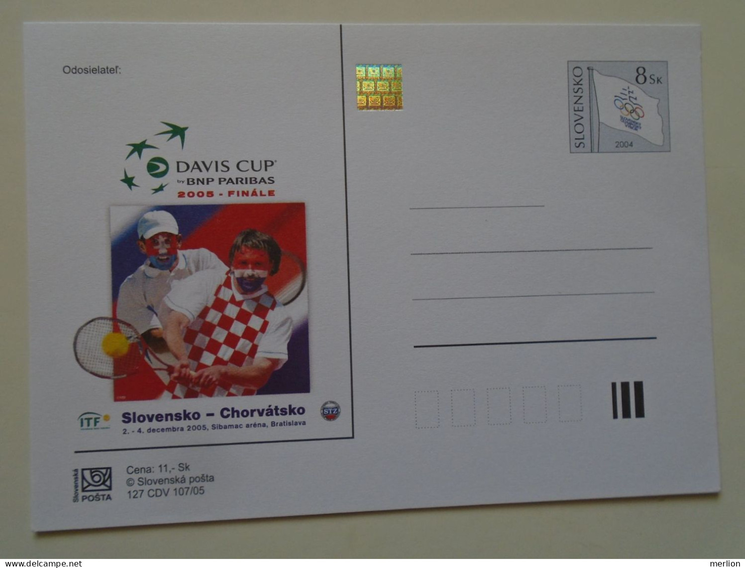 D196985    Slovensko   Slovakia   Bratislava 2004  Postal Stationery   Davis Cup  Tennis  Slovakia -Croatia 2005 - Postkaarten