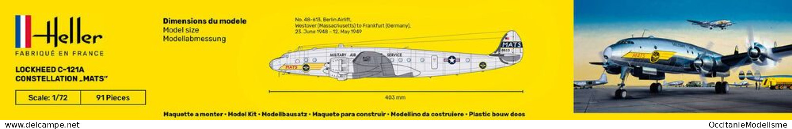 Heller - LOCKHEED C-121A Constellation "MATS" Maquette Kit Plastique Réf. 80382 NBO Neuf 1/72 - Vliegtuigen