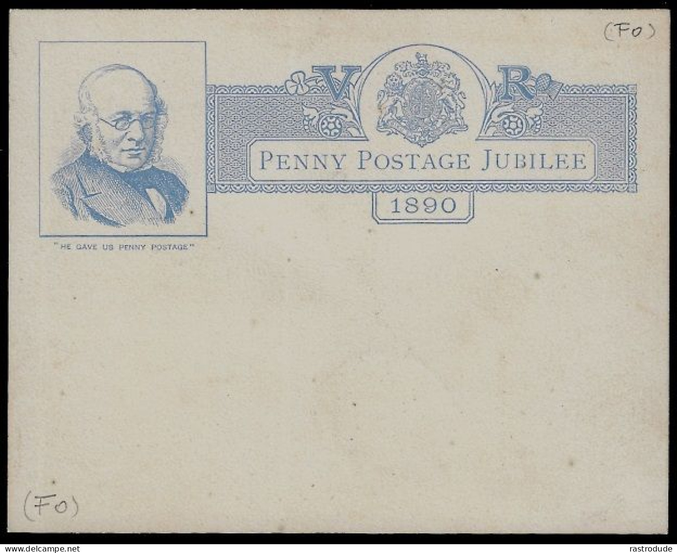 1890 GB UNIFORM PENNY POSTAGE JUBILEE INSERT CARD -  VF - Entiers Postaux