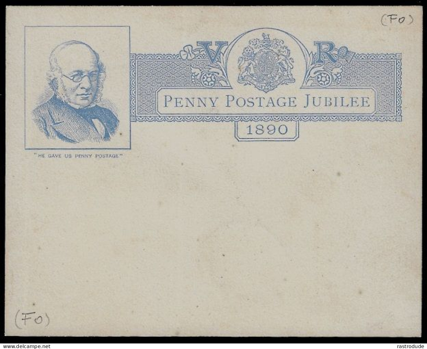 1890 GB UNIFORM PENNY POSTAGE JUBILEE INSERT CARD -  VF - Postwaardestukken