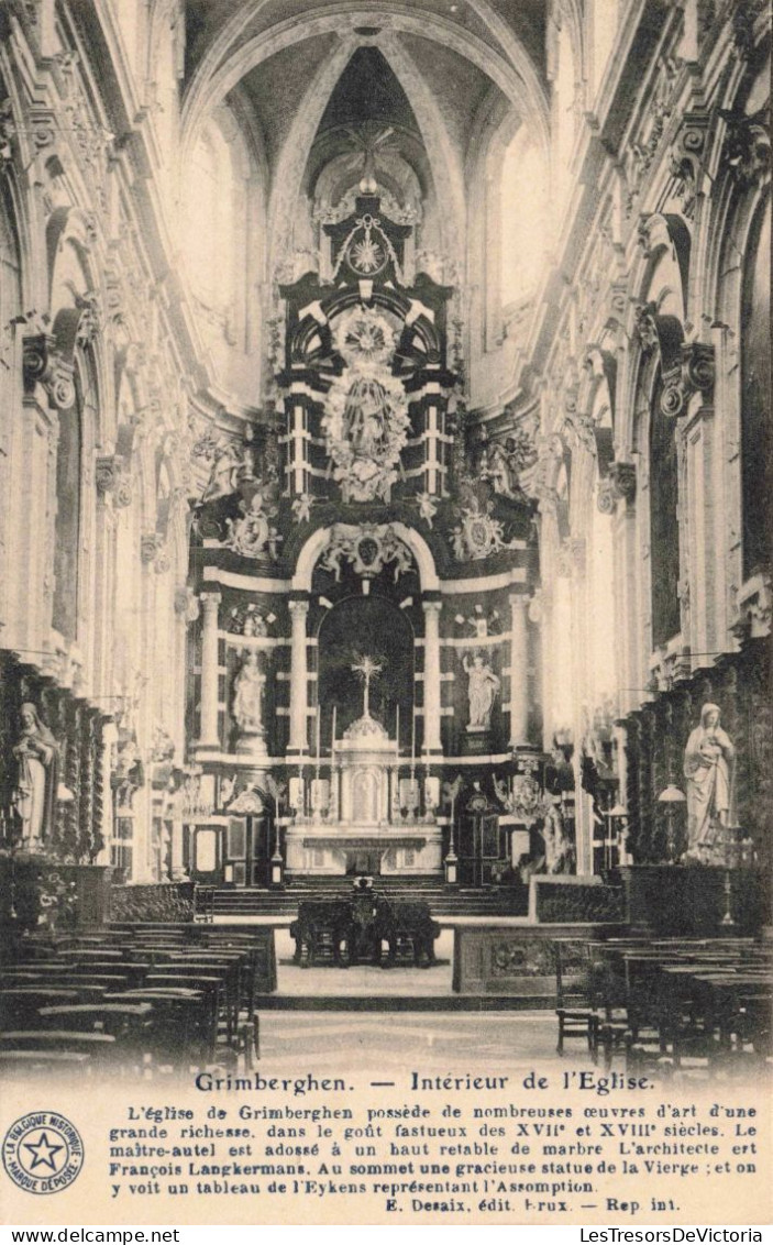 BELGIQUE - Grimberghen - Intérieur De L'église - Carte Postale Ancienne - Grimbergen