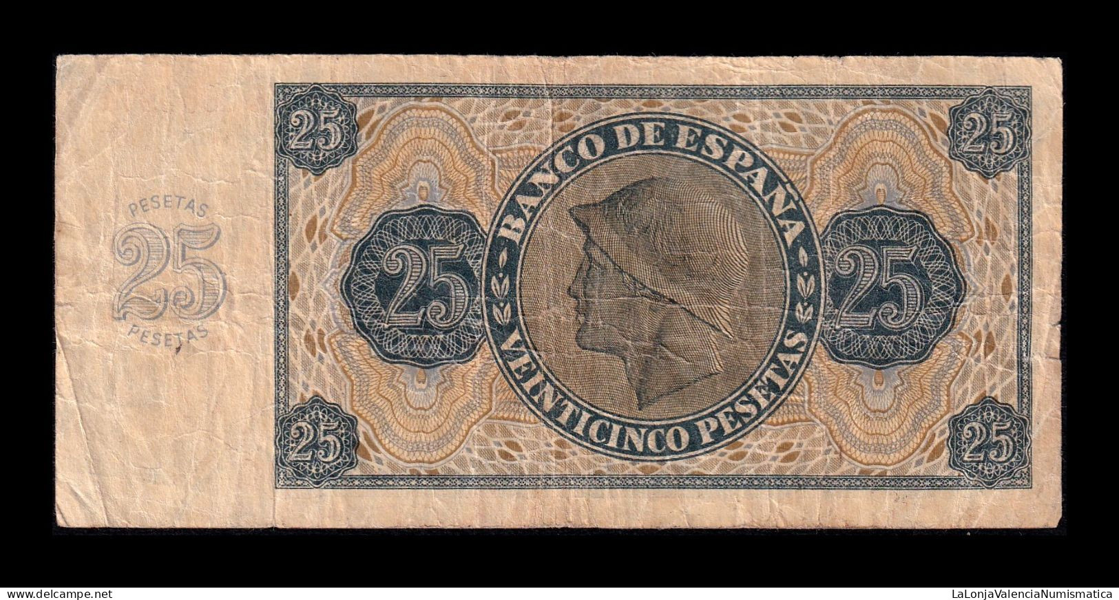 España Spain 25 Pesetas Burgos 1936 Pick 99a Serie S Bc/Mbc F/Vf - 25 Peseten