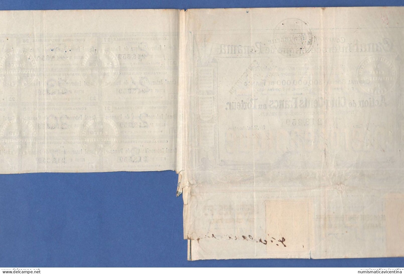 Azione Canal De Panama Anno 1880 Da 500 Francs Azione E Cedole Pro Lavori Canale Di Panama - Navigation