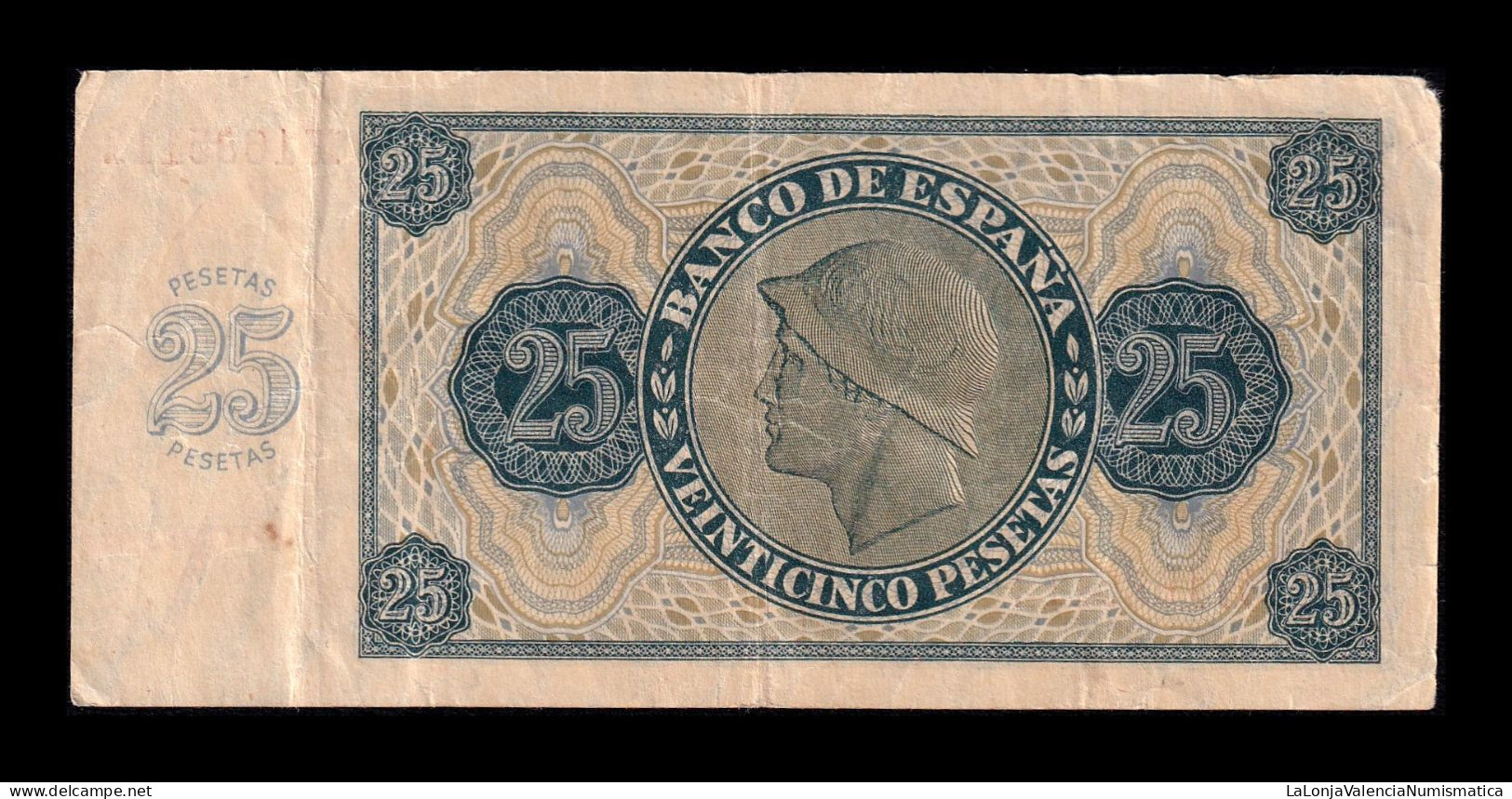 España Spain 25 Pesetas Burgos 1936 Pick 99a Serie N Bc/Mbc F/Vf - 25 Pesetas