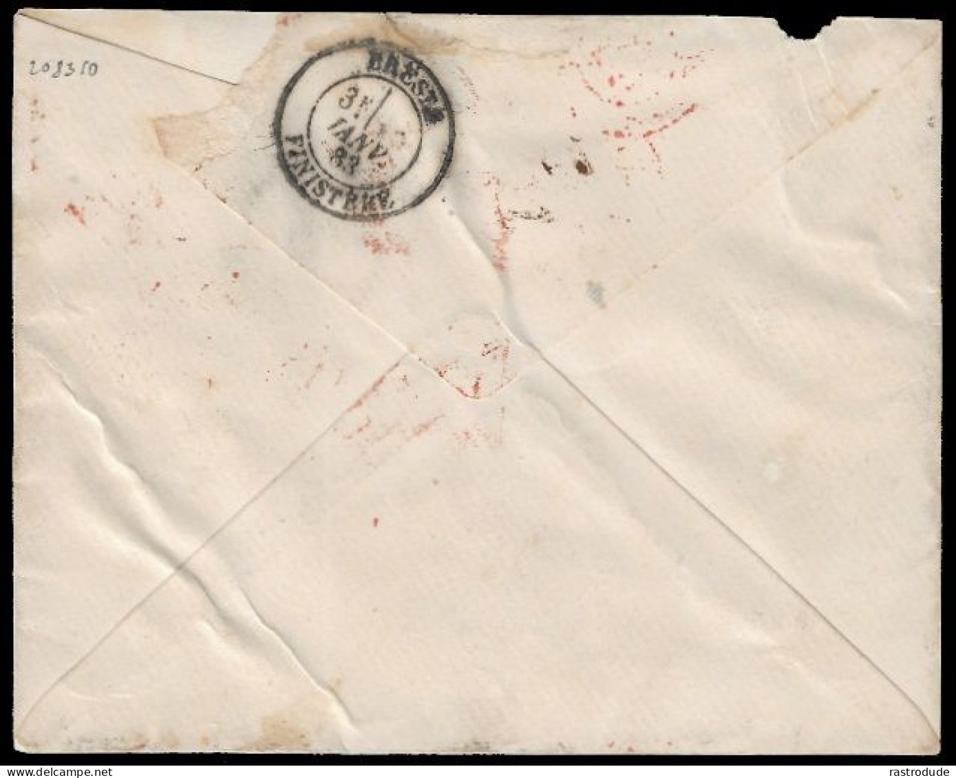 1882 RRR - COVER FROM HONG KONG W. SAGE CANCELLED BY FRENCH ENTRY POSTMARK - PROBABLY UNIQUE - Cartas & Documentos