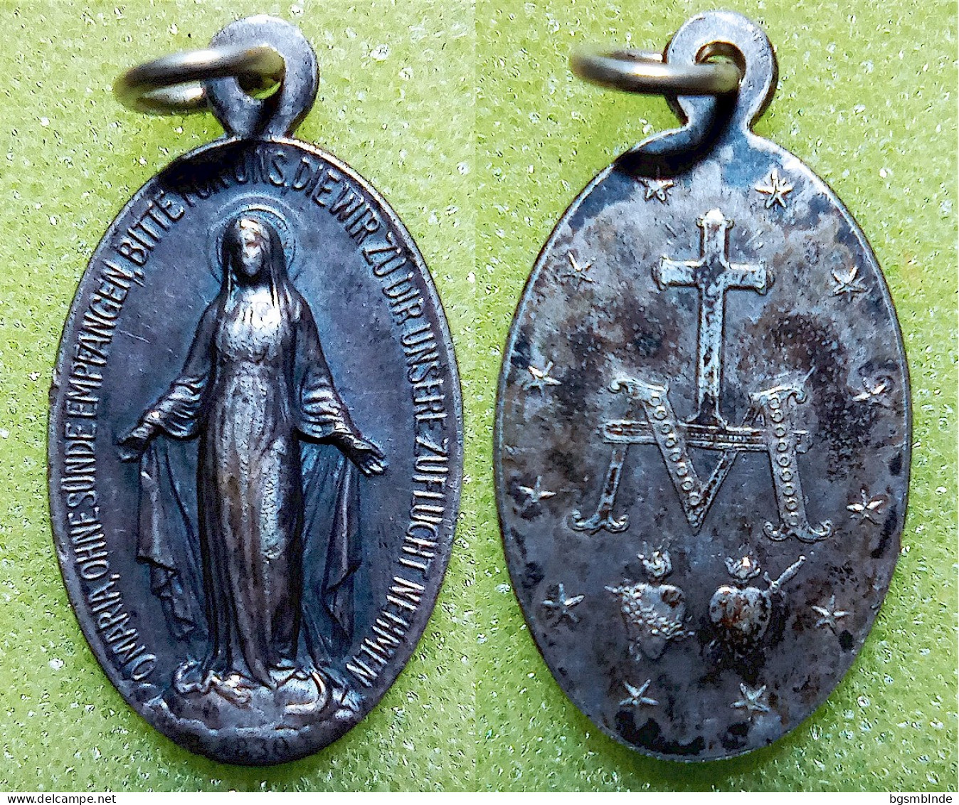 Alter  Marienanhänger "O MARIA, OHNE SÜNDE EMPFANGEN,..." - 1830 - Hangers