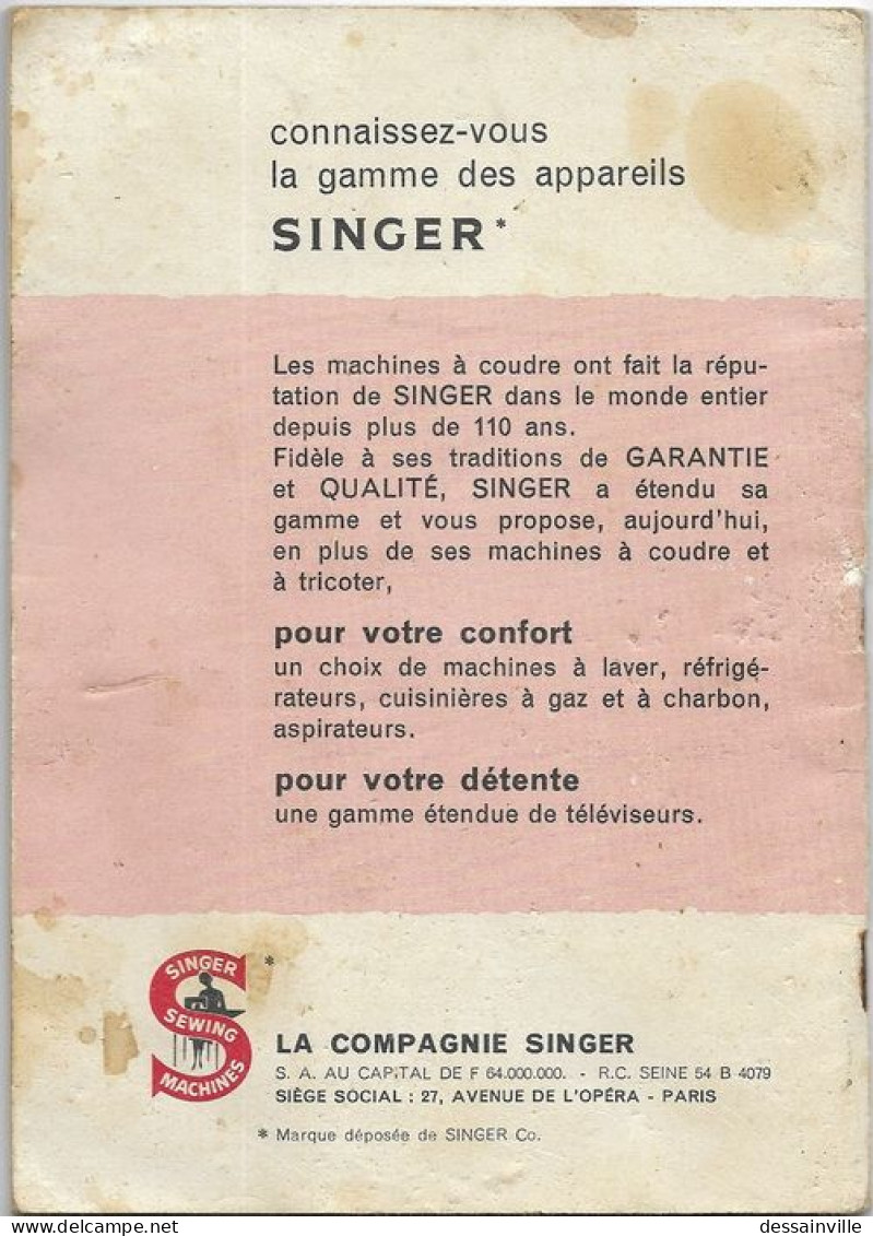 LIVRET MODE D'EMPLOI - MACHINE A COUDRE SINGER 198 - Material Y Accesorios