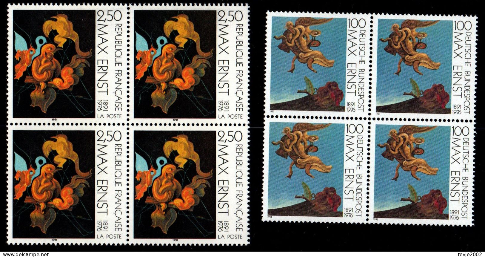 Bund Frankreich 1991 - Gemeinschaftsausgabe 100. Geburtstag Von Max Ernst - Postfrisch MNH - Emissions Communes