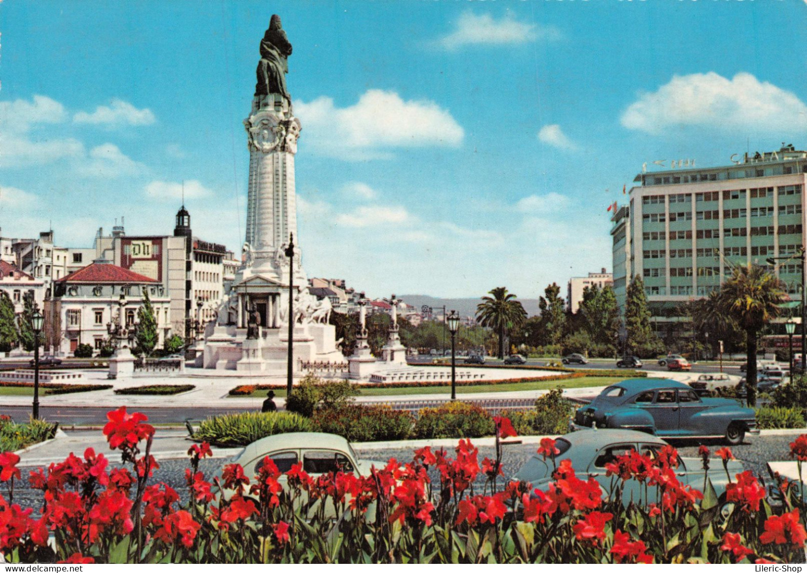 LISBOA 755/23 Praça Do Marquês De Pombal # Automobiles Cars # Chrysler Windsor Peugeot 203, VW Cox Coccinelle - Lisboa