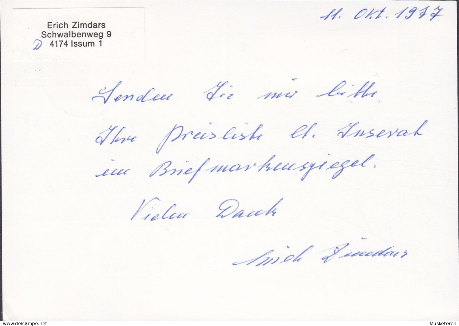 Bundespost Berlin Uprated Postal Stationery Ganzsache ISSUM 1977 FREDERICIA Denmark (2 Scans) - Postkaarten - Gebruikt