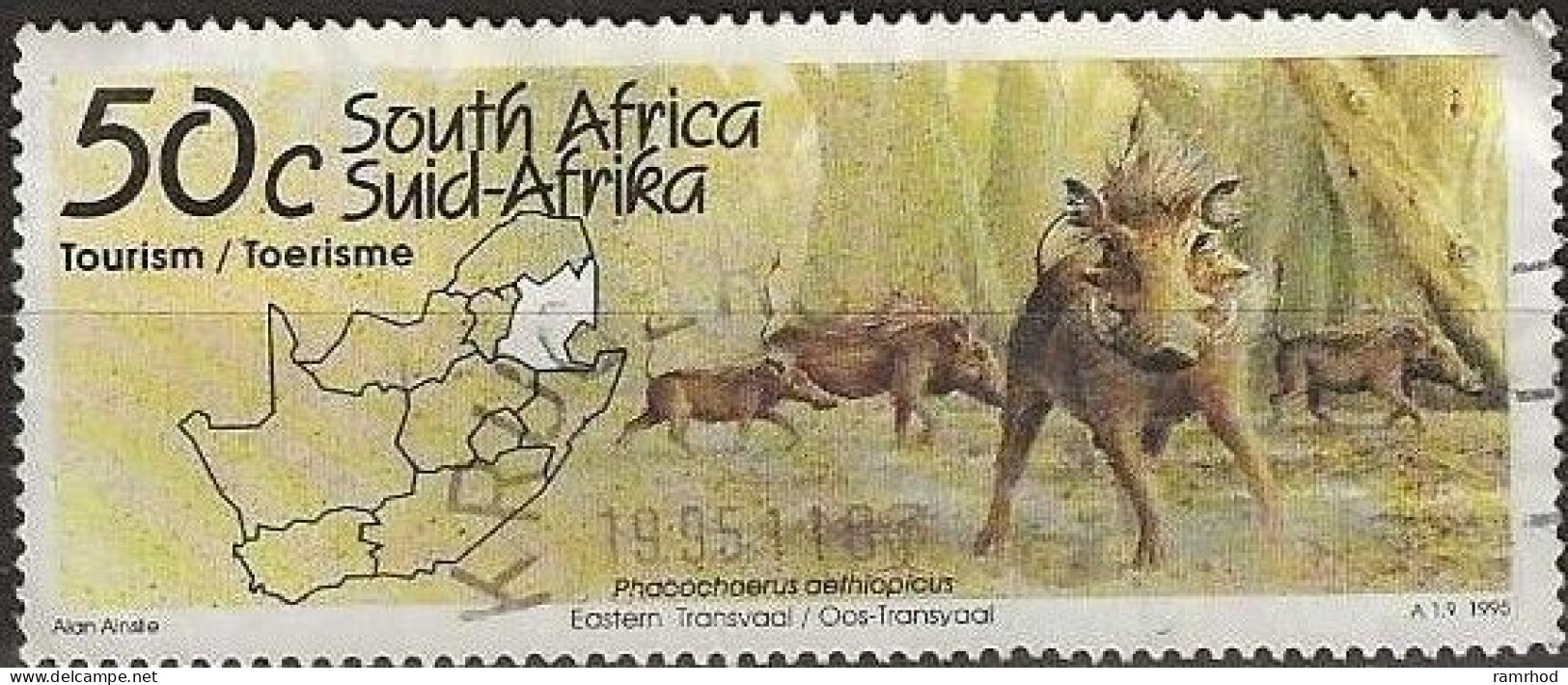 SOUTH AFRICA 1995 Tourism - 50c - Warthogs (Eastern Transvaal) And Map FU - Gebruikt