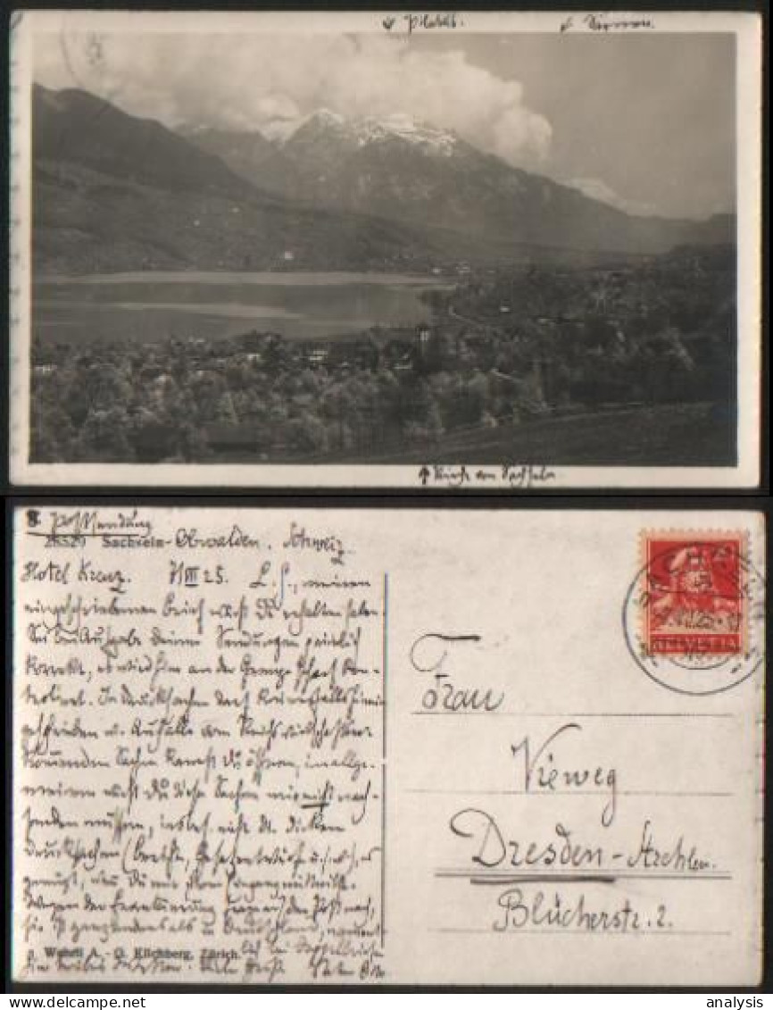 Switzerland Sachseln View Old Real Photo PC 1925 Mailed - Sachseln