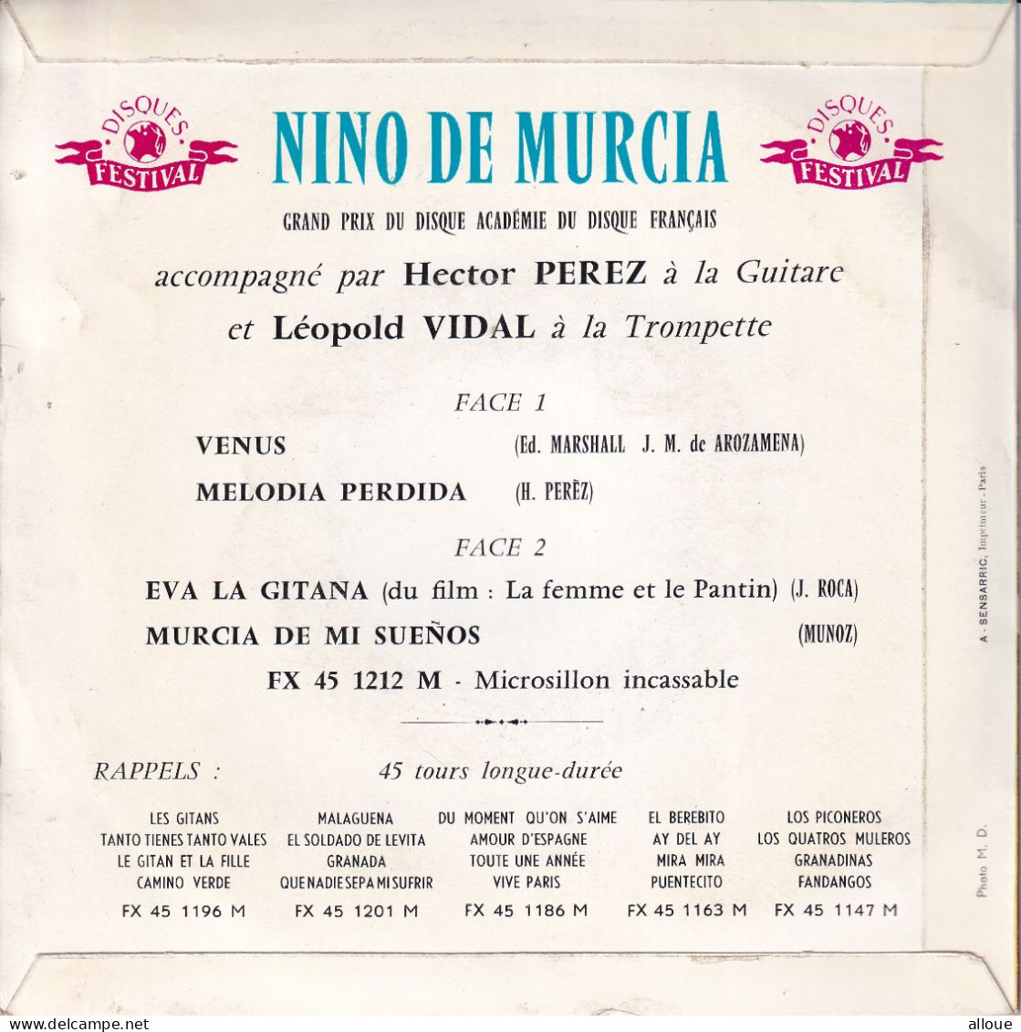 NINO DE MURCIA  - FR EP -  VENUS + 3 - Opéra & Opérette