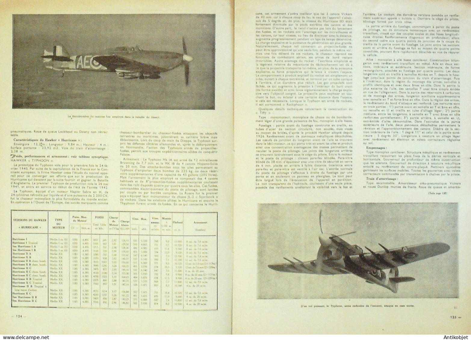 Pilote 1946 N° 7 Auster IV Hurribomber Grumman Tigercat F7F Mitsubishi Army 97 Sally - Handbücher