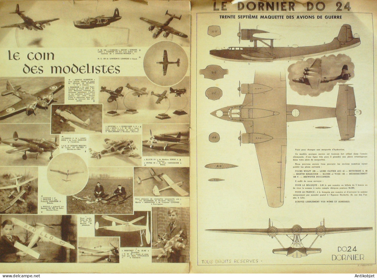 L'aviation illustrée 1944 n° 4 Heinkel 112U Dornier Do 24 Pou du ciel H M 19