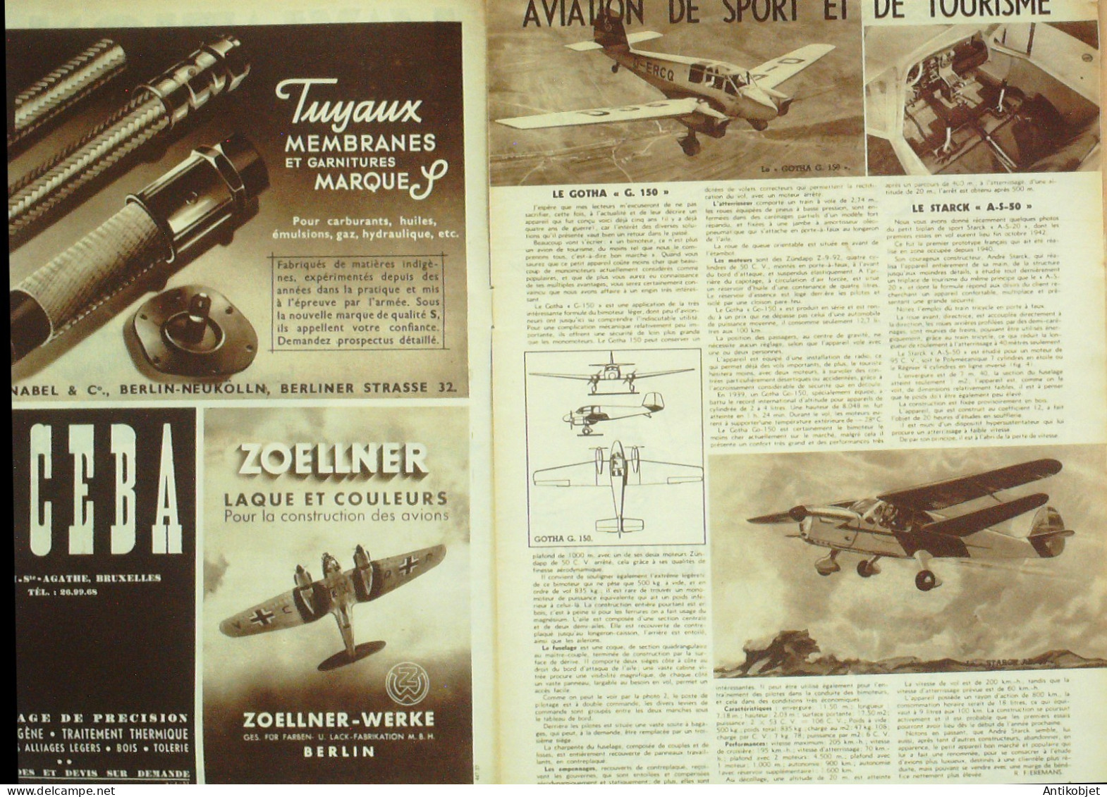 L'aviation Illustrée 1944 N° 1 Messerschmitt 323 & ME 110 Gotha G150 - Manuali