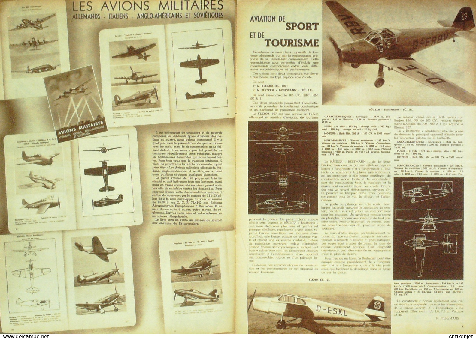 L'aviation Illustrée 1943 N°11 Klemm KL 107 Bucker Bestmann BU 181 Martin B26 Marauder - Handbücher