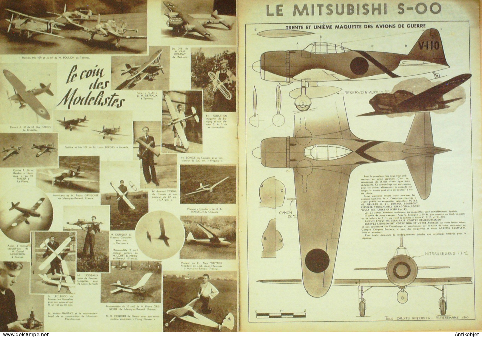 L'aviation Illustrée 1943 N°10 Caudron C4 Starck 20 Neseler Mitsucishi S-00  - Handbücher