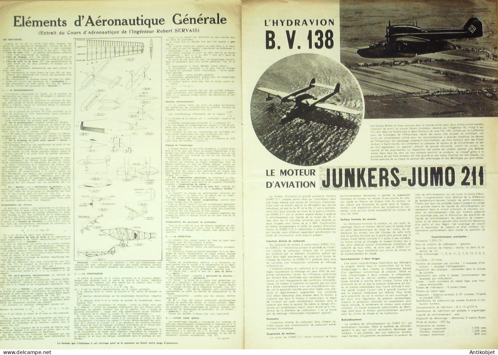 L'aviation Illustrée 1941 N°89 Bruno Mussolini Hydravion BV 138 Canard AW6B - Manuales