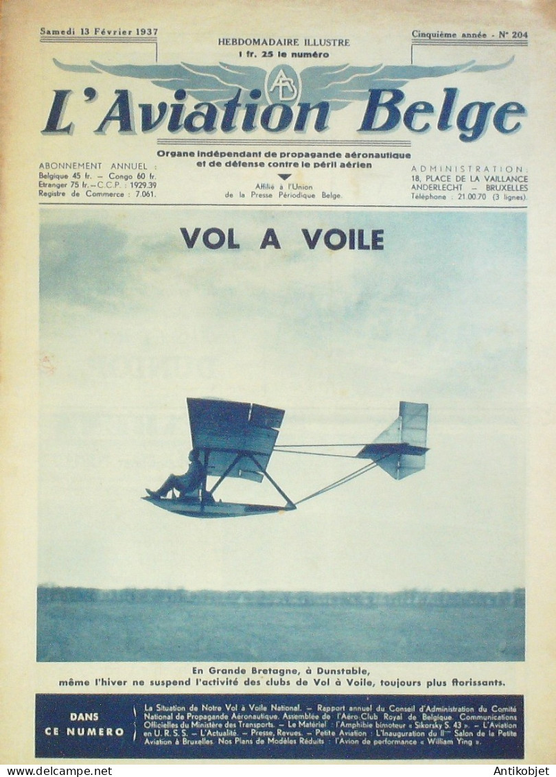 L'aviation Belge 1937 N°204 Urnelli Ub14 Sikorsky S43 Year Book  - Boeken