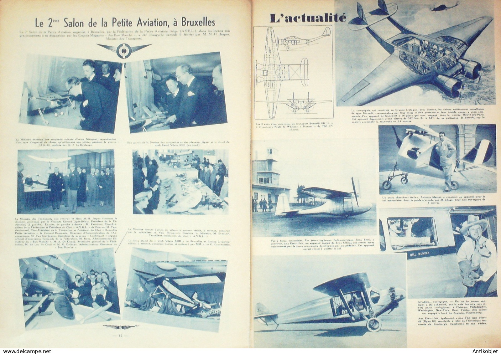 L'aviation Belge 1937 N°204 Urnelli Ub14 Sikorsky S43 Year Book  - Boeken