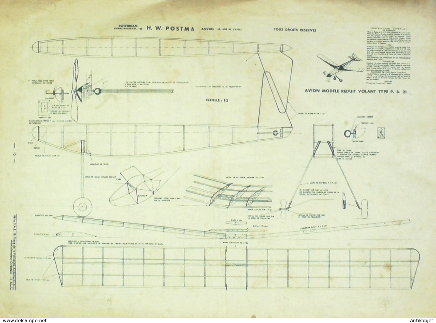 L'aviation Belge 1936 N°148 Sotterdam HW Postma Heinkeil 111 Volant Type PB 21 - Manuales