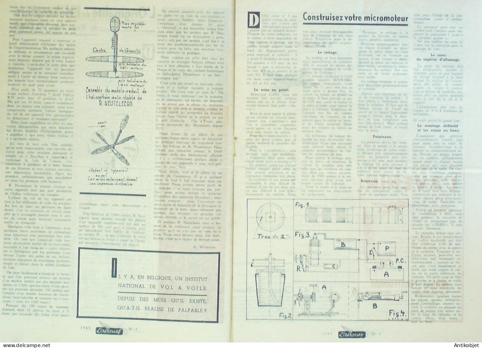 L'Aéronef 1945 N° 7 P.47 Chasseur Bombardier Hélicoptère René Neuteleers - Handbücher