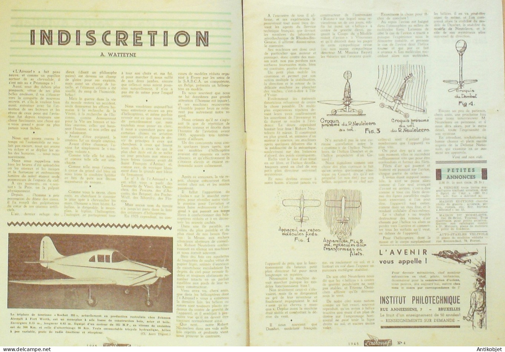 L'Aéronef 1945 N° 4 Rocket 18 Stinson Voyager Betty 22 & Judy II - Manuals