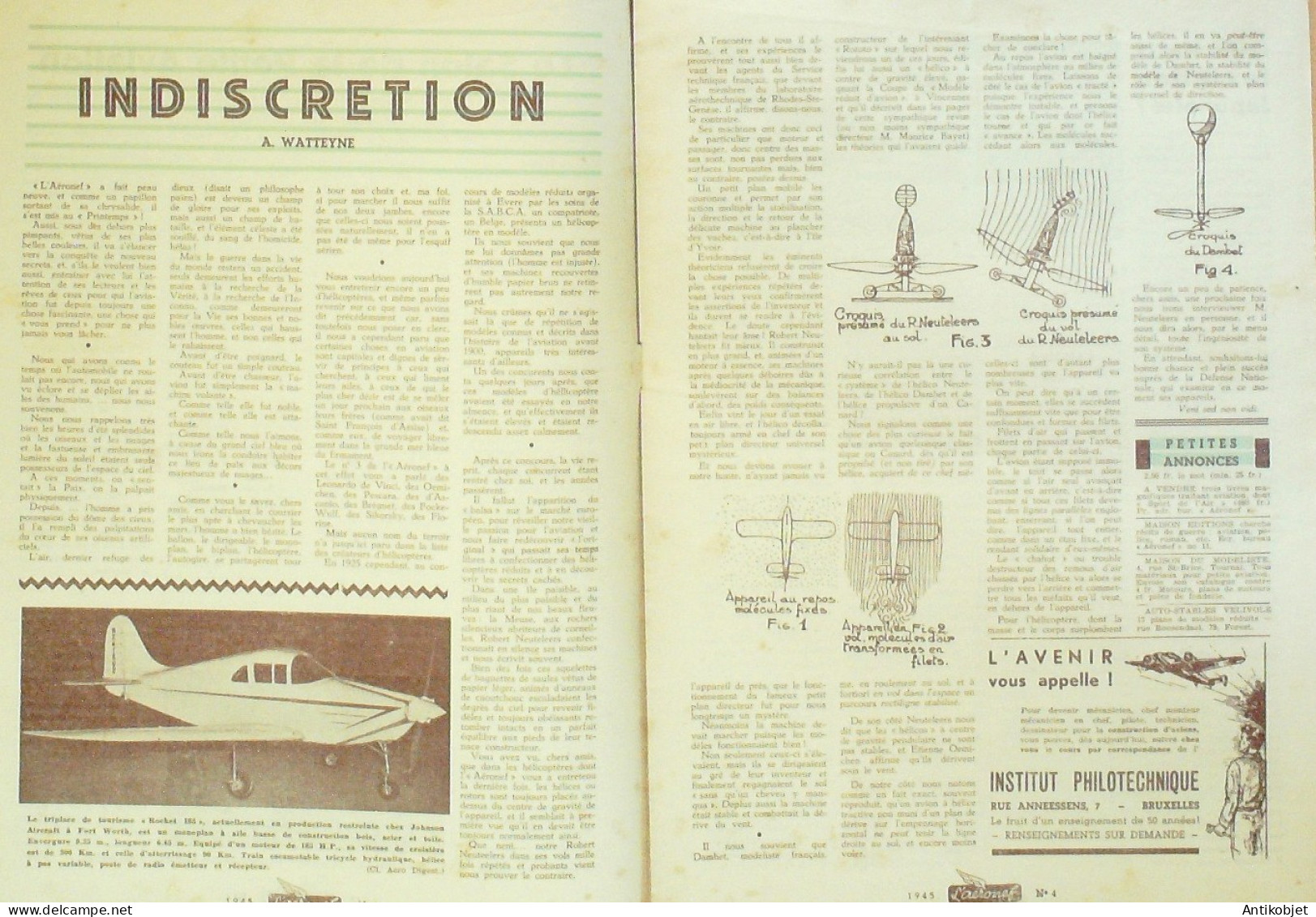 L'Aéronef 1945 N° 4 Rocket 18 Stinson Voyager Betty 22 & Judy II - Manuels