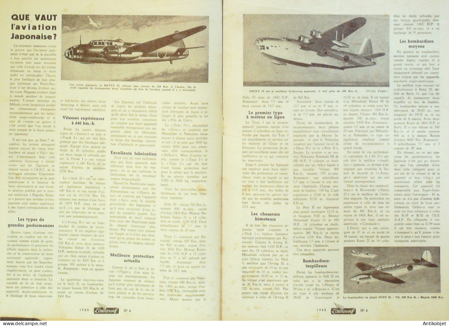 L'Aéronef 1945 N° 4 Rocket 18 Stinson Voyager Betty 22 & Judy II - Handbücher